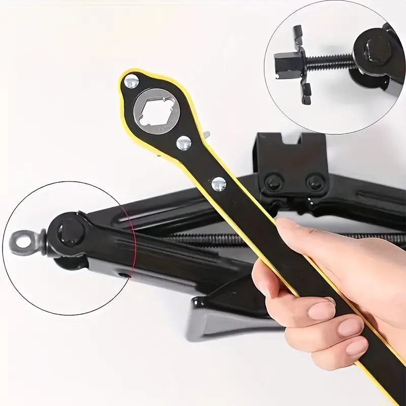 1pc Heavy-Duty Metal Tire Jack Wrench with 360° Rotating Knob🔧