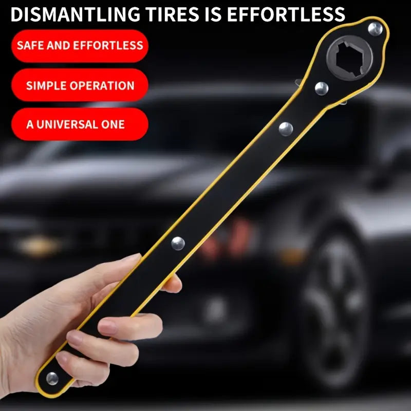 1pc Heavy-Duty Metal Tire Jack Wrench with 360° Rotating Knob🔧