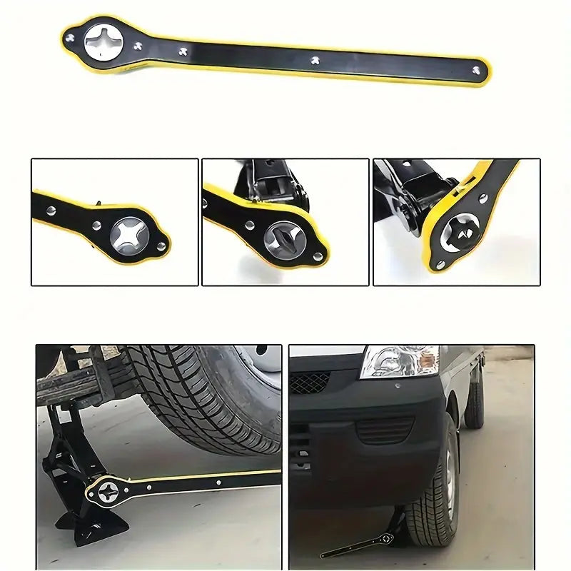 1pc Heavy-Duty Metal Tire Jack Wrench with 360° Rotating Knob🔧