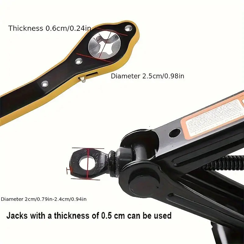 1pc Heavy-Duty Metal Tire Jack Wrench with 360° Rotating Knob🔧